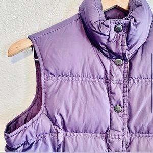 Lands End Quilted Down Feather Vest Purple Size 2-4 Extra Small XS Button Snap